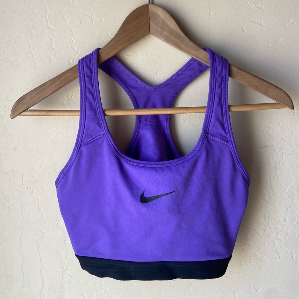 Nike Purple Racerback Sports Bra with Black Band (No Padding)